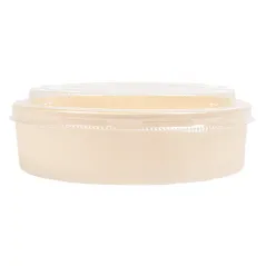 COMBO RÉCIPIENTS + COUVERCLES PET WOOD  Ø17,5x4,5 CM NATUREL BOIS (100 UNITÉ)