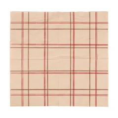 SERVIETTES ECOLABEL 2 PLIS P. 1/4 FEEL GREEN 'TARTAN' 18 G/M2 40x40 CM NATUREL OUATE RECYCLÉE (1600 UNITÉ)