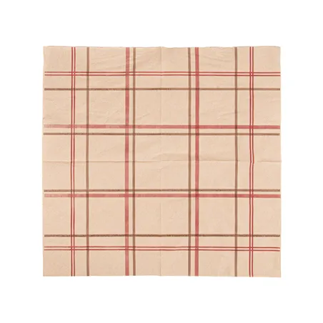 SERVIETTES ECOLABEL 2 PLIS P. 1/4 FEEL GREEN 'TARTAN' 18 G/M2 40x40 CM NATUREL OUATE RECYCLÉE (1600 UNITÉ)