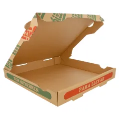 BOÎTES À PIZZA 100% VIERGES 310 G/M2 26x26x3,5 CM NATUREL CARTON MICROCANAL (100 UNITÉ)