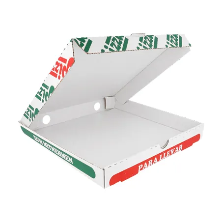BOÎTES À PIZZA 100% VIERGES  340 G/M2 24x24x3 CM BLANC CARTON MICROCANAL (100 UNITÉ)