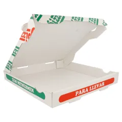 BOÎTES À PIZZA 100% VIERGES 340 G/M2 26x26x3,5 CM BLANC CARTON MICROCANAL (100 UNITÉ)