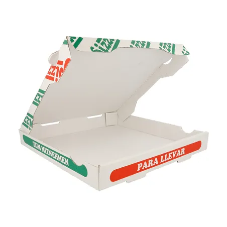 BOÎTES À PIZZA 100% VIERGES  340 G/M2 26x26x3,5 CM BLANC CARTON MICROCANAL (100 UNITÉ)