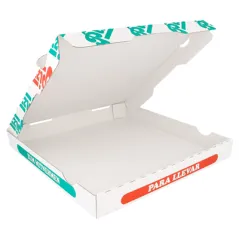 BOÎTES À PIZZA 100% VIERGES 340 G/M2 29x29x3,5 CM BLANC CARTON MICROCANAL (100 UNITÉ)