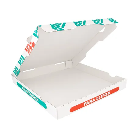 BOÎTES À PIZZA 100% VIERGES  340 G/M2 29x29x3,5 CM BLANC CARTON MICROCANAL (100 UNITÉ)