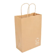 SACS SOS RECYCLÉS AVEC ANSES  80 G/M2 20+10x29 CM NATUREL KRAFT (250 UNITÉ)