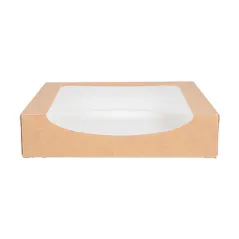 RÉCIPIENTS SUSHI+FÊNETRE THEPACK  23x23x5 CM MARRON CARTON NANO-MICRO + OPP (300 UNITÉ)