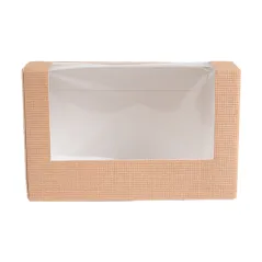 BOÎTES PÂTISSERIES AVEC FENÊTRE THEPACK  11x13x8 CM NATUREL CARTON NANO-MICRO + OPP (800 UNITÉ)