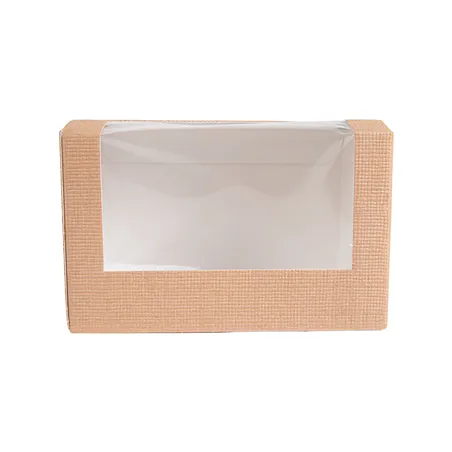 BOÎTES PÂTISSERIES AVEC FENÊTRE THEPACK  11x13x8 CM NATUREL CARTON NANO-MICRO + OPP (800 UNITÉ)
