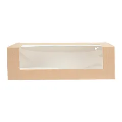 BOÎTES PÂTISSERIES AVEC FENÊTRE THEPACK  26x11x8 CM NATUREL CARTON NANO-MICRO + OPP (300 UNITÉ)