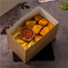 BOÎTES REPAS À EMPORTER THEPACK 2 L 13x23x8 CM NATUREL CARTON NANO-MICRO (300 UNITÉ)