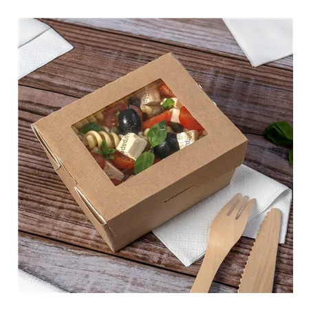 BOÎTES AVEC FENÊTRE ECO-SIMPLE THEPACK 780 ML 220 G/M2 11,2x9x6,4 CM NATUREL CARTON NANO-MICRO (300 UNITÉ)