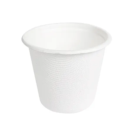 MINI POTS + COUVERCLES BIONIC 90 ML Ø 6,2x5,2+0,7 CM BLANC BAGASSE (1000 UNITÉ)