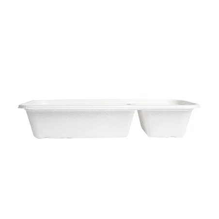 PLATEAUX 2 COMPART BIONIC 500 ML 22,5x9,6x4,3 CM BLANC BAGASSE (600 UNITÉ)