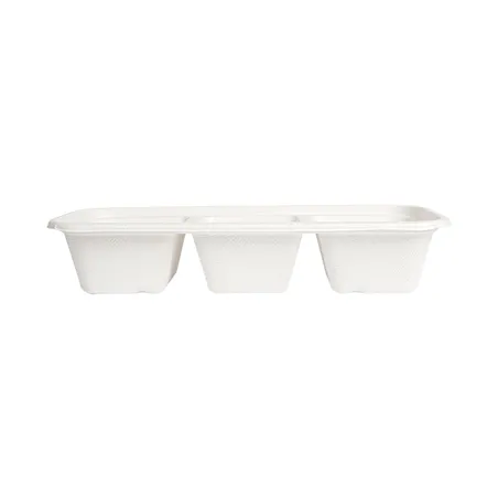 PLATEAUX 3 COMPART BIONIC 500 ML 22,5x9,6x4,3 CM BLANC BAGASSE (600 UNITÉ)
