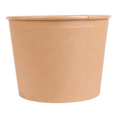 CONTAINERS POULET + COUVERCLES  2550 ML 337 + 18PE G/M2 Ø 18,9/14,7x14,9 CM NATUREL KRAFT (300 UNITÉ)