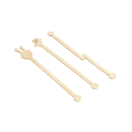 AGITATEURS ASSORTIES BAMBOO  14 CM NATUREL BAMBOU (100 UNITÉ)