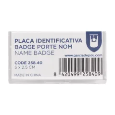 BADGE PORTE NOM 5x2,5 CM TRANSPARENT ACRYLIQUE (1 UNITÉ)
