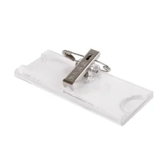 BADGE PORTE NOM AVEC CLIP MÉTALLIQUE 7x2,5 CM TRANSPARENT PS (1 UNITÉ)