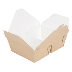 BOÎTES AMÉRICAINES 2 COMPART. THEPACK 990 + 990 ML 19,6x14x6,2 CM NATUREL CARTON NANO-MICRO + PP (200 UNITÉ)
