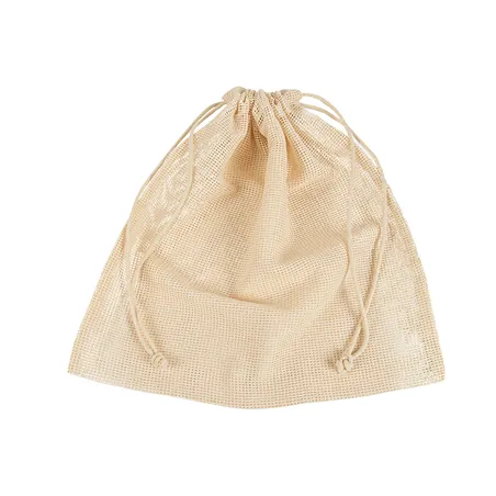 SACS FILET RÉUTILISABLES   33x33 CM BEIGE COTON (25 UNITÉ)