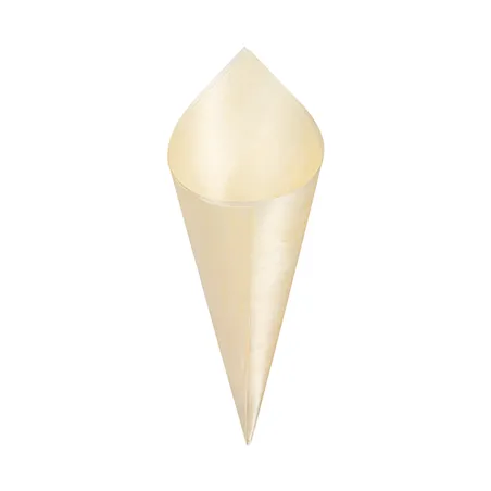 CORNETS EN FEUILLE DE PEUPLIER WOOD  24 CM NATUREL BOIS (500 UNITÉ)