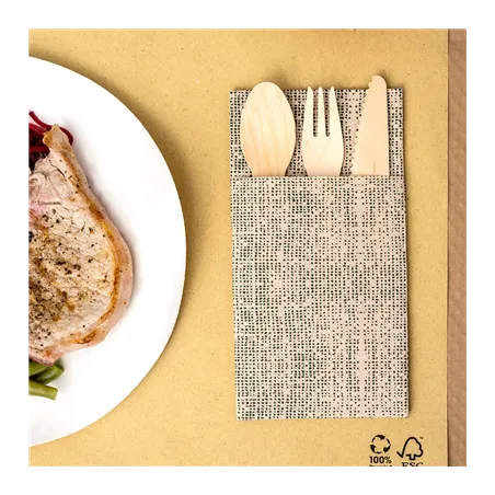 SERVIETTES KANGOUROU ECOLABEL DOUBLE POINT 'DAKAR' 19 G/M2 39x40 CM NATUREL OUATE RECYCLÉE (1400 UNITÉ)