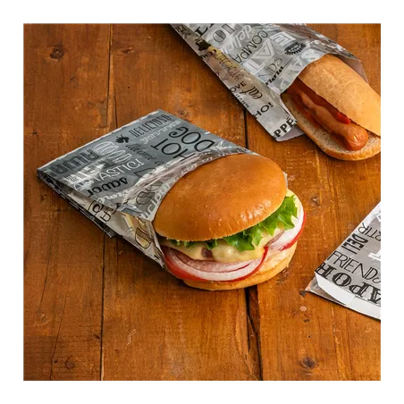 SACHETS POUR FRITURES 'PAROLE' 35+20 G/M2 12+6x14 CM ARGENTE PARCHEMIN + ALUMINIUM (500 UNITÉ)