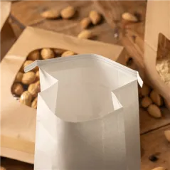 SACS SOS AUTO-FERMETURE AVEC FENÊTRE  2500 GR 60 G/M2 + 25µ OPP 15,5+7x24,2 CM BLANC CELLULOSE (500 UNITÉ)