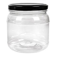POT AVEC COUVERCLE  500 ML Ø10x10,5 CM TRANSPARENT PET (88 UNITÉ)