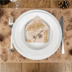 SERVIETTES "DOUBLE POINT" ECOLABEL 'WINTER'  19 G/M2 40x40 CM NATUREL OUATE RECYCLÉE (1200 UNITÉ)