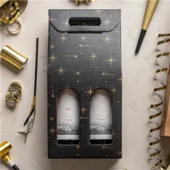 CARTONS 2 BOUTEILLES 'CONSTELLATION'  18x9x38,5 CM NOIR CARTON (30 UNITÉ)