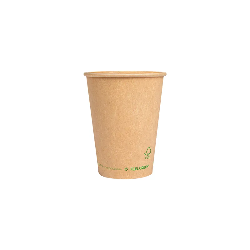 GOBELETS BOISSONS FROIDES ET CHAUDES 1 PAROI  360 ML 300 G/M2 Ø9/6x11 CM MARRON CARTON (1000 UNITÉ)