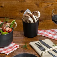 MINI RÉCIPIENT À FRITES ARTINOX 430 ML Ø 8,5x8,5 NOIR INOX (1 UNITÉ)