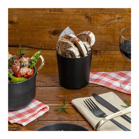 MINI RÉCIPIENT À FRITES ARTINOX 430 ML Ø 8,5x8,5 NOIR INOX (1 UNITÉ)