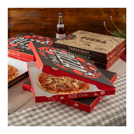 BOÎTES PIZZA 'PIZZA TIME'   29x29x3,8 CM BLANC CARTON MICROCANAL (100 UNITÉ)