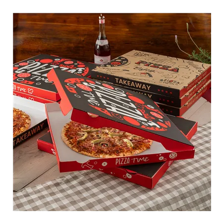 BOÎTES PIZZA 'PIZZA TIME'   32x32x3,8 CM BLANC CARTON MICROCANAL (100 UNITÉ)