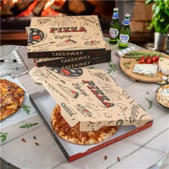 BOÎTES PIZZA 'ENJOY PIZZA' 40x40x3,8 CM NATUREL CARTON MICROCANAL (100 UNITÉ)
