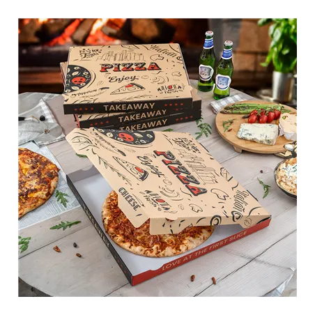 BOÎTES PIZZA 'ENJOY PIZZA'   40x40x3,8 CM NATUREL CARTON MICROCANAL (100 UNITÉ)