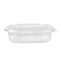 RÉCIPIENT AVEC COUVERCLE CHARNIÈRE 375 ML 14,3x12,6x4,1 CM TRANSPARENT PP (300 UNITÉ)