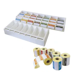 DISTRIBUTEUR POUR ÉTIQUETTES 5x2,5 CM   49,5x19,5x7,5 CM BLANC ABS (1 UNITÉ)