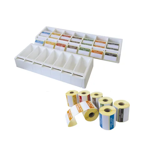 DISTRIBUTEUR POUR ÉTIQUETTES 7,5x5 CM   68,75x20x7,6 CM BLANC ABS (1 UNITÉ)