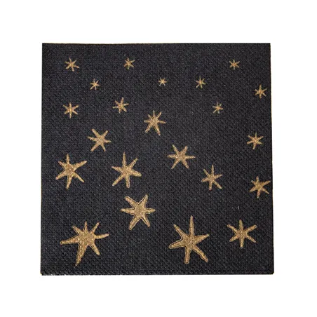 SERVIETTES "DOUBLE POINT" ECOLABEL 'MERRY CHRISTMAS'  18 G/M2 20x20 CM NOIR OUATE (2400 UNITÉ)