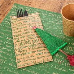 SETS DE TABLE KRAFT "MERRY CHRISTMAS"  60 G/M2 31x43 CM VERT KRAFT (2000 UNITÉ)