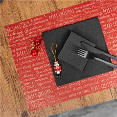 SETS DE TABLE KRAFT "MERRY CHRISTMAS"  60 G/M2 31x43 CM BORDEAUX KRAFT (2000 UNITÉ)