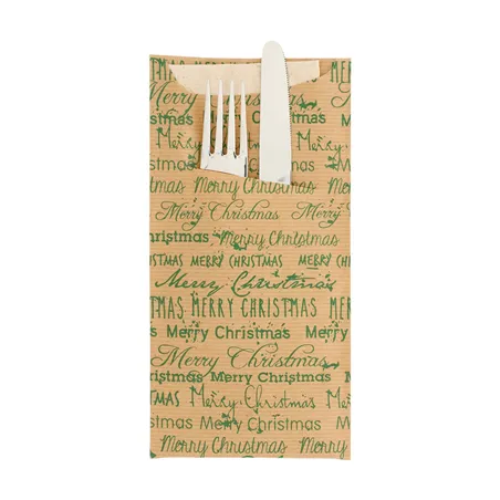 SACHETS COUVERTS+SERV.RÉCYC.2P  80 + 10 PE G/M2 11,2x22,5 CM MARRON KRAFT (250 UNITÉ)