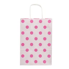 SACS SOS AVEC ANSES - EXT. "À POIS"  80 G/M2 26+14x32 CM FUCHSIA CELLULOSE (250 UNITÉ)