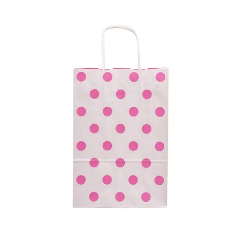 SACS SOS AVEC ANSES - EXT. "À POIS"  80 G/M2 26+14x32 CM FUCHSIA CELLULOSE (250 UNITÉ)