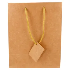 10 U. SACS BOUTIQUE ANSES CORDON  175 G/M2 18+10x22,7 CM NATUREL KRAFT (1 UNITÉ)