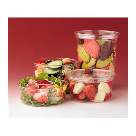 POTS TRAITEUR + COUVERCLES  750 ML Ø11,7x10,5 CM TRANSPARENT PET (250 UNITÉ)